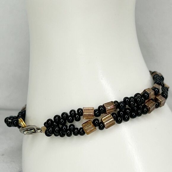 Black Beaded Double Strand Bracelet - Picture 8 of 12